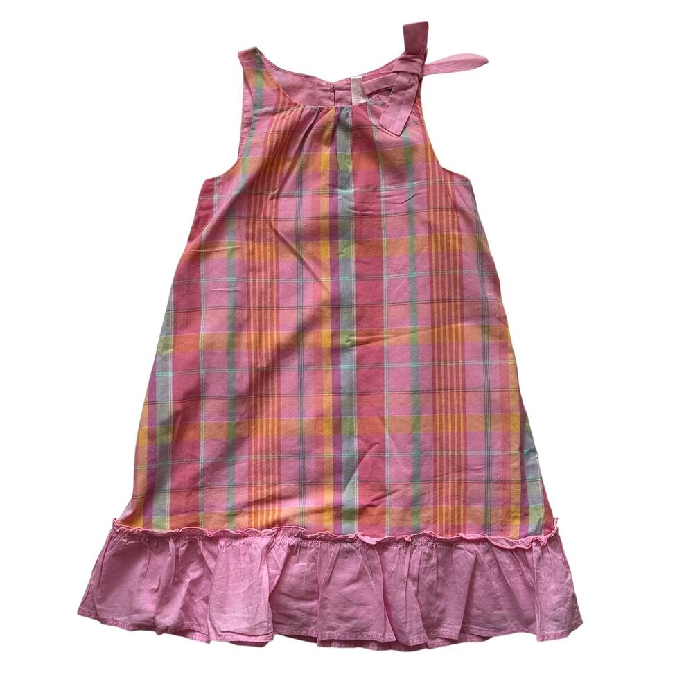 Preppy Cottagecore Cherokee Girls Plaid Sundress Maxi Dress Pink Yellow Blue 4T
